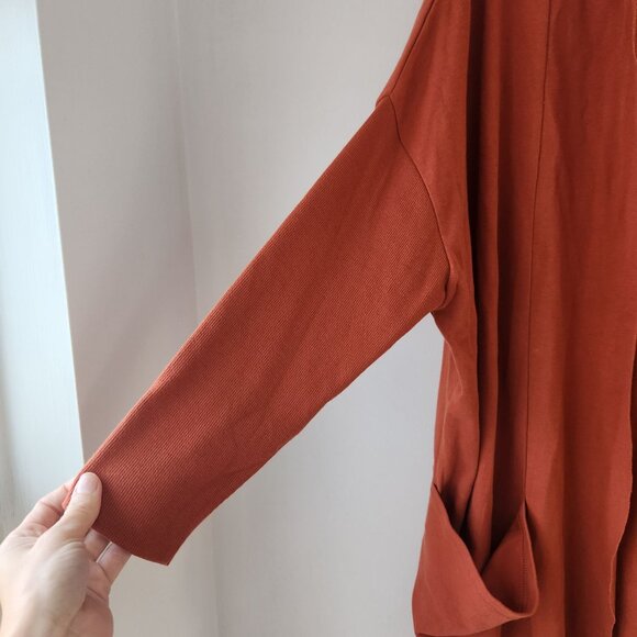 Pact Burnt Orange Duster Open Front Cardigan 100% Organic Cotton XL/XXL - Picture 5 of 9